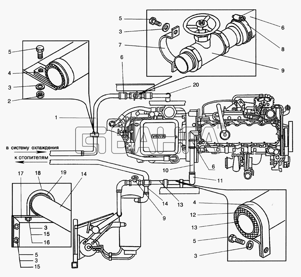 ЛиАЗ ЛиАЗ-5256 6212 (2006) Схема Установка трубопроводов системы